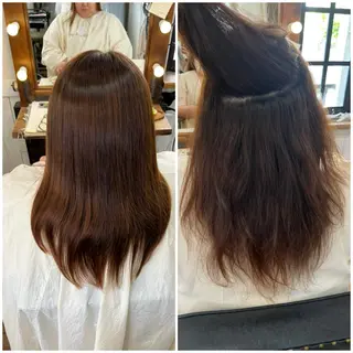 ミディアム カット/カラー/ ハイライト/縮毛のヘアスタイル