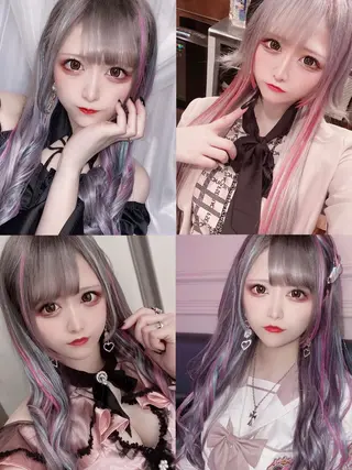 セミロング カラー ‼️最新ハネエクステ 原宿のヘアスタイル