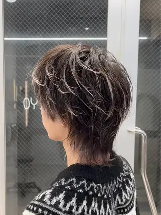 ショート カラー メンズ ブリーチカラー🌈 ウルフカット🐺のヘアスタイル