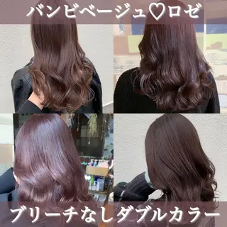 ロング カラー ブリーチなし Wカラー🩷星野翔太のヘアスタイル