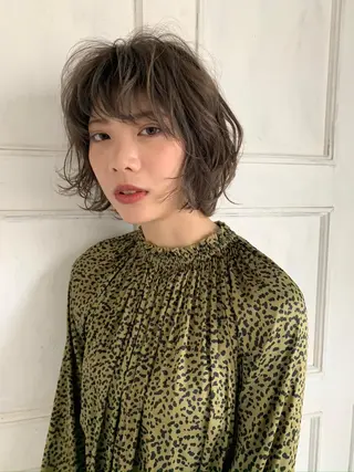 ショート カラー パーマ ヘアアレンジ メンズ キッズ マツエク・マツパ ウルフレイヤーカット /チヒロのヘアスタイル