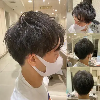 ショート メンズ 白髪ぼかしデザイン ハイライト/宮本純登のヘアスタイル