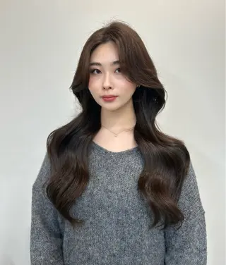ロング カラー 心斎橋l大人韓国ヘア レイヤー×艶カラーのヘアスタイル