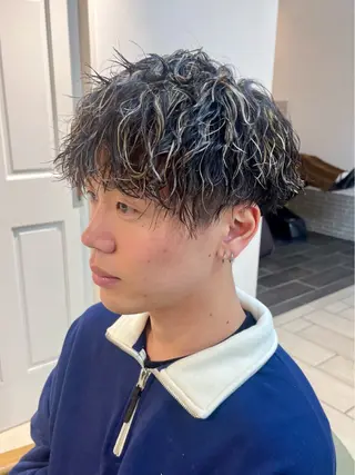 ミディアム パーマ メンズ 田中 旭 横浜メンズ特化のヘアスタイル