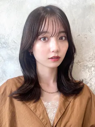 セミロング カラー 顔周り/くびれヘア 韓国ヘア💕風間るなのヘアスタイル