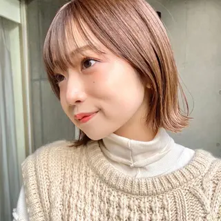 ミディアム 暖色/艶髪/ボブ/ ショート/Ayaのヘアスタイル