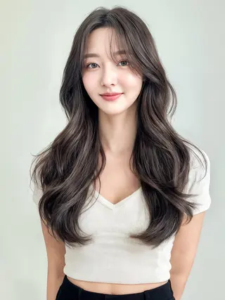 ロング パーマ 髪質改善韓国コテ巻き パーマ/城井友輔のヘアスタイル