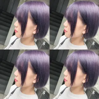 ショート カラー ヘアアレンジ TAKUMAブリーチ /切りっぱなし🪽のヘアスタイル