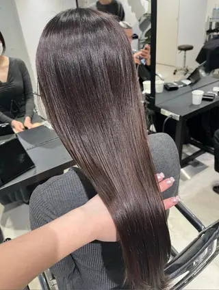 ロング カラー パーマ ヘアアレンジ 透明感/オリーブ/ グレージュ/YUKAのヘアスタイル