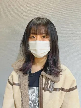 セミロング カラー かわい りほのヘアスタイル