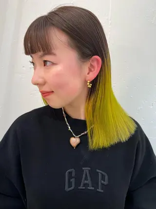 カラー ブリーチカラー🎀 韓国風/寺門美優のヘアスタイル