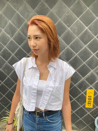 ミディアム カラー レイヤーウルフ エクステ磯部のヘアスタイル