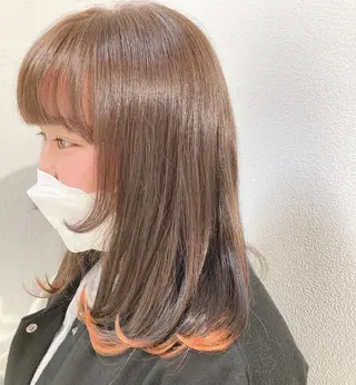 ミディアム カラー スキバサミを使わない カット🌼唯🌼のヘアスタイル