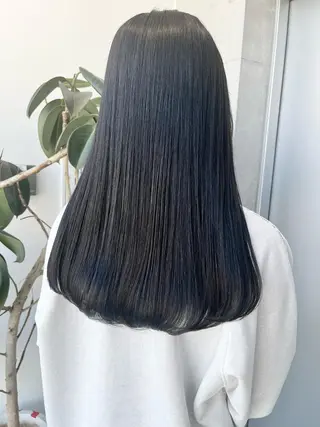 ロング カラー パーマ ヘアアレンジ 透明感/オリーブ/ グレージュ/YUKAのヘアスタイル