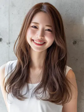 セミロング ✨透明感カラー✨ ☘️くすみカラー☘️のヘアスタイル