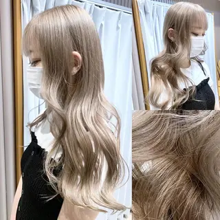 セミロング カラー 🤍ハイトーンカラー 緒方 柚衣🤍のヘアスタイル