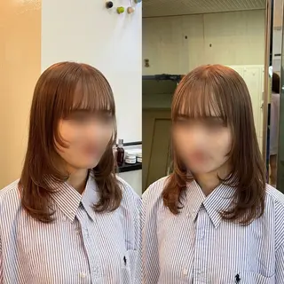 ミディアム カラー ハイライト/レイヤー /ハイトーン/AOIのヘアスタイル