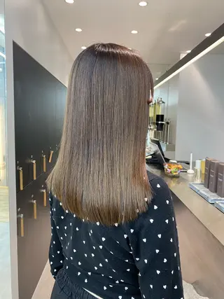ロング カラー レイヤーボブ縮毛矯正 韓国RINAのヘアスタイル