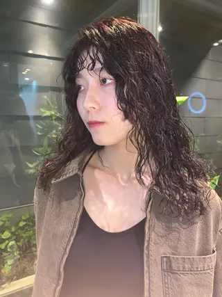 ロング パーマ Agu  hair  grove 金沢八日市店所属・名竹聖治/透明感 カラー/縮毛矯正のヘアスタイル
