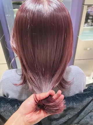 ミディアム カラー スキバサミを使わない カット🌼唯🌼のヘアスタイル