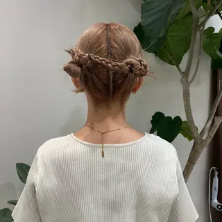 ヘアアレンジ 垢抜け小顔レイヤー オリーブ/スミレのヘアスタイル