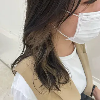 セミロング ブリーチなしWカラー ヘアセット菜希のヘアスタイル