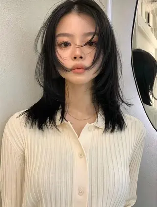 ミディアム 透明感カラー/顔周り カット/ののか💞のヘアスタイル