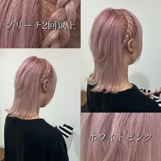 ミディアム カラー 雅/ダブルカラー/ 白髪ぼかしハイライトのヘアスタイル