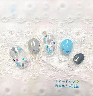 ネイル ショートネイル 森のさんぽ道のネイルデザイン