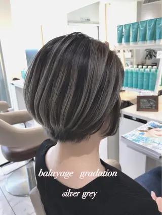 ショート カラー 山崎俊輔/髪質改善 /バレイヤージュのヘアスタイル