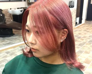 ミディアム カラー ヘアカラー&縮毛矯正 STAR☆RIVERのヘアスタイル