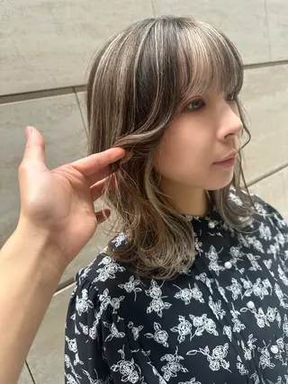 ミディアム カラー パーマ ヘアアレンジ 髪質改善/韓国風 レイヤー/田村祐樹のヘアスタイル