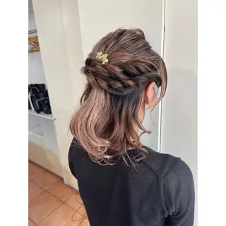 ミディアム カラー ヘアアレンジ 🦋エクステ/透明感 カラー🦋宮川莉央のヘアスタイル