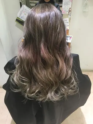 ロング カラー ヘアアレンジ きむえり/髪質改善 /うねり広がり改善のヘアスタイル