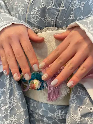 ネイル はばすみれ🎀ﾈｲﾙ 光ﾌｪｲｼｬﾙ ﾍｱのネイルデザイン