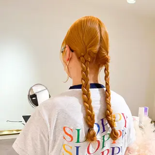 ロング カラー 🎀ダブルカラー/ ピンク×ガーリー🎀のヘアスタイル
