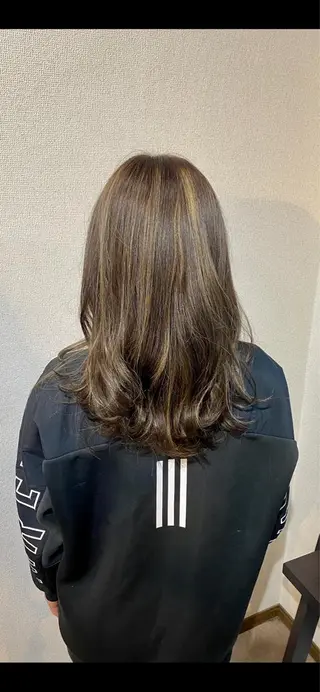 セミロング カラー 野口 茂宰のヘアスタイル