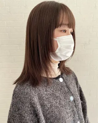 ミディアム カラー 立川 奈那子のヘアスタイル