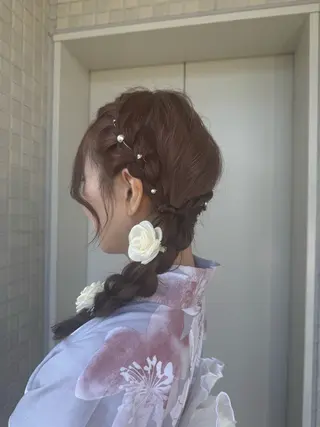 ロング ヘアアレンジ 縮毛矯正/エクステ /艶カラー/ヘアメのヘアスタイル