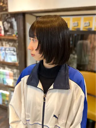 ショート ボブパーマ/レイヤー ヒロモトアサカのヘアスタイル