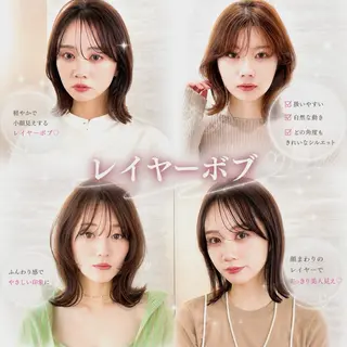 ミディアム カラー 💖ボブ/髪質改善 顔周りレイヤー/ユイのヘアスタイル