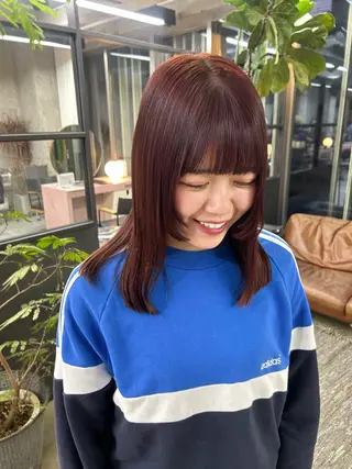 セミロング カラー maho/垢抜け カラーパーマメイクのヘアスタイル