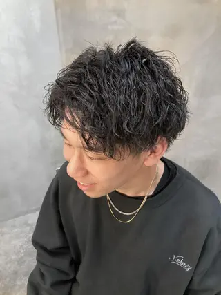ショート パーマ メンズ 波巻きスパイラルパー マ/シャドウパーマ駿のヘアスタイル