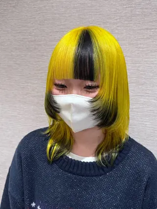 ミディアム カラー 🐺ウルフ× ハイトーン🐺MOEのヘアスタイル