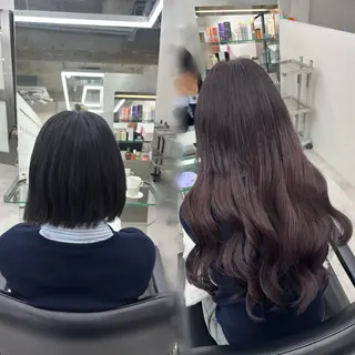 ミディアム 暖色カラー❤️横浜 エクステらん🦖のヘアスタイル