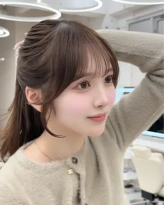 ロング 韓国レイヤー/天神 ダブルカラー/真白のヘアスタイル