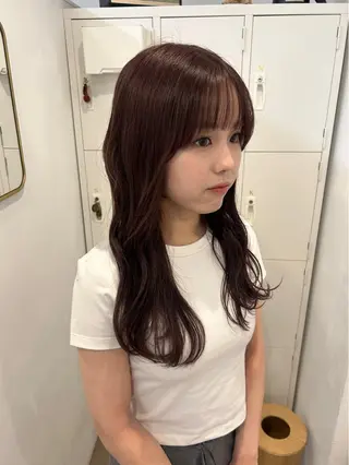 ロング カラー フクシママユ / 柔らかカラーのヘアスタイル