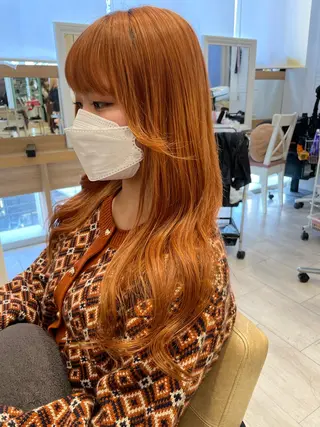 ロング カラー 韓国風ハッシュカット 似合わせレイヤー池袋のヘアスタイル