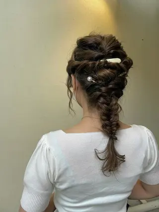 セミロング ヘアアレンジ 抜け感ボブ×パーマ |kazaneのヘアスタイル