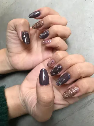 ネイル mana 暖色カラーカットのヘアスタイル